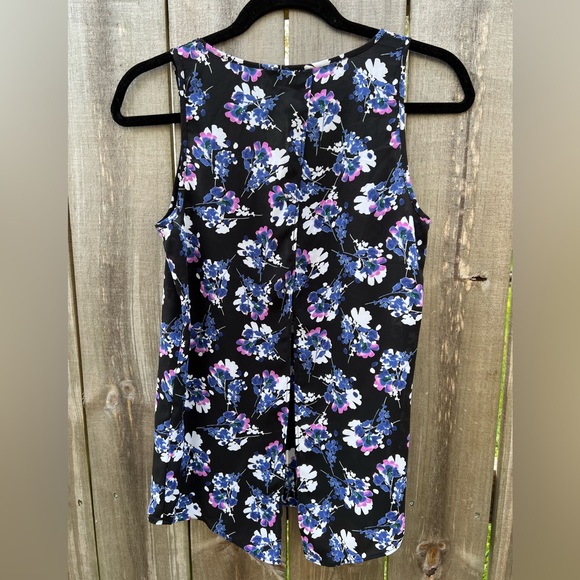 Express Black and Purple Floral Split Back Tank (s) - Picture 2 of 5
